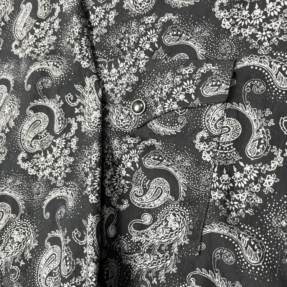 Panhandle Western Pearl Snap Shirt Mens Medium Black Paisley Geometric Cowboy - Picture 4 of 10